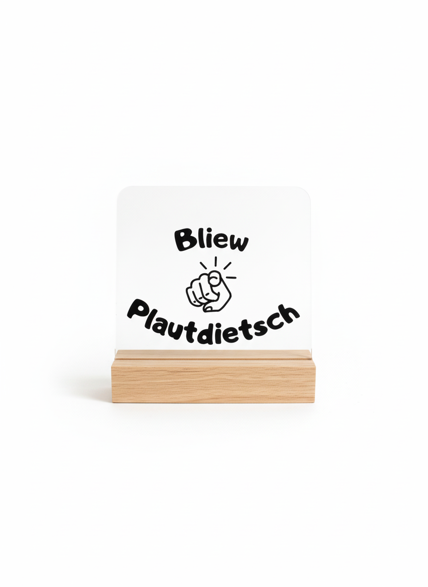 Tischaufsteller - Bliew Plautdietsch