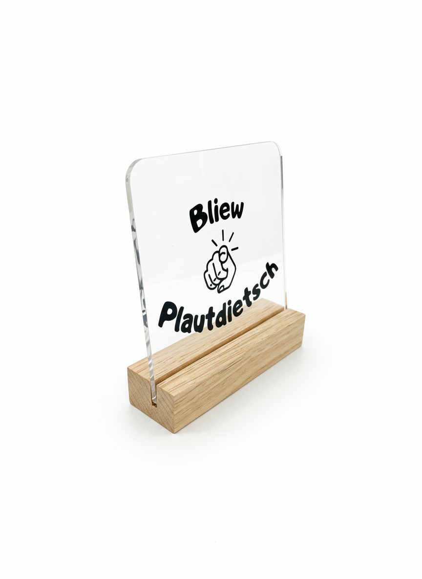 Tischaufsteller - Bliew Plautdietsch